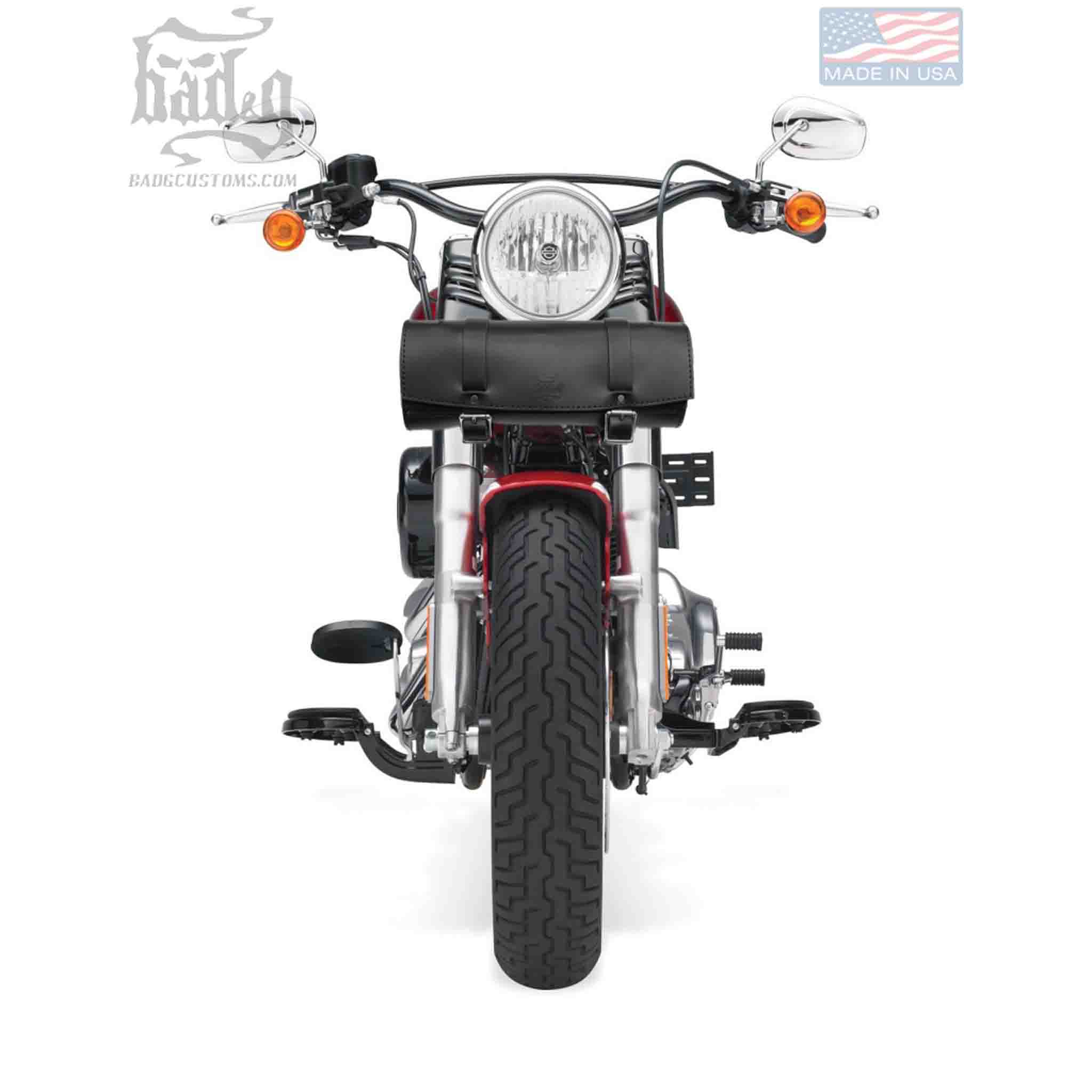 Upgrade your ride with the MT02 tool roll / fork bag. Hand crafted in USA with premium leather and top quality hardware. Durable and stylish, it's the perfect fit for your motorcycle.