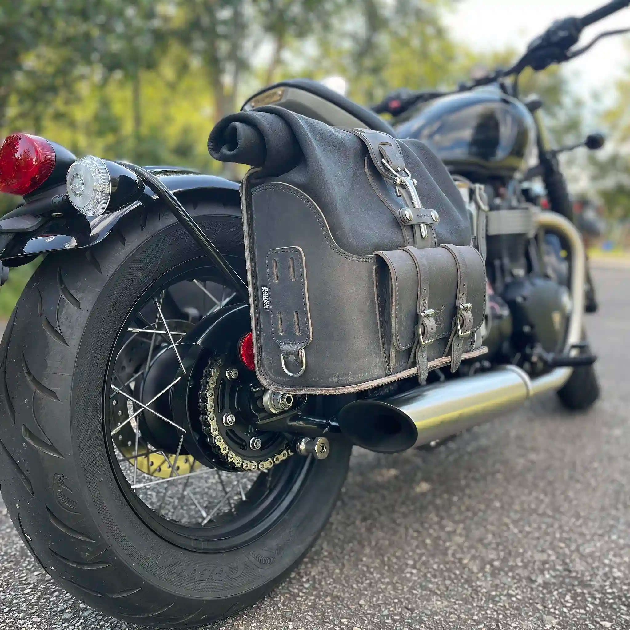 Universal Leather Rolltop Panniers / Saddlebags - TBP02 (Pair)