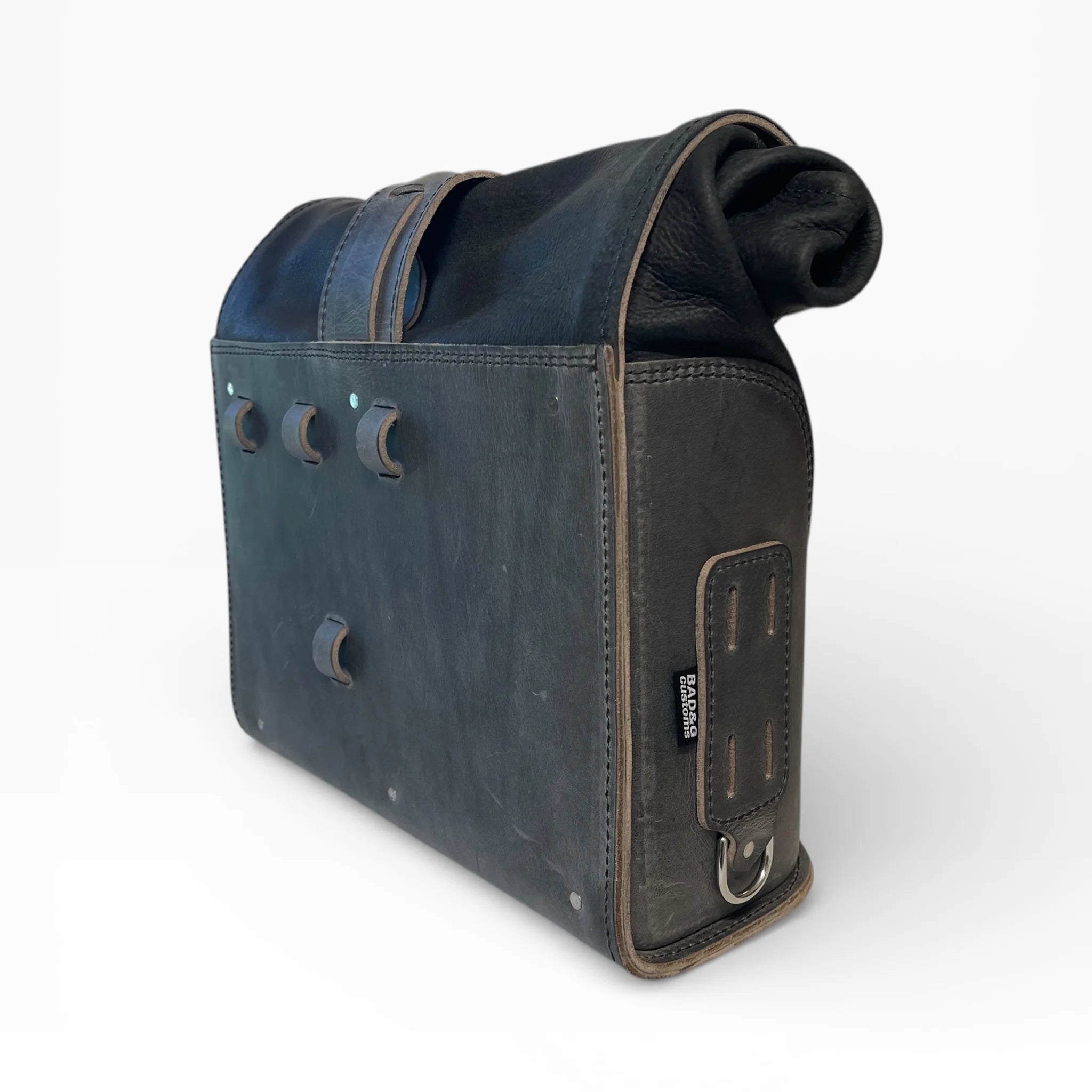 Universal Leather Rolltop Panniers / Saddlebags - TBP02 (Pair)