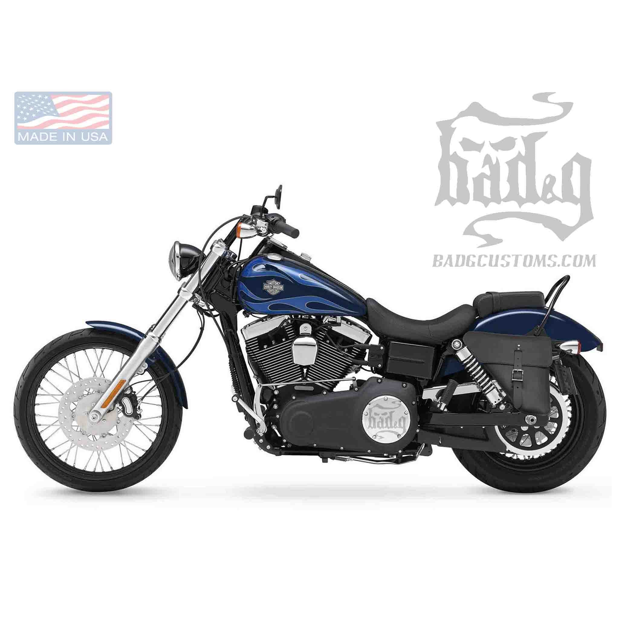 Upgrade your Harley-Davidson® Dyna with the DL03 Dyna Left Side Solo Bag. Hand crafted in USA with premium leather and top quality hardware. Durable and stylish, it's the perfect fit for your motorcycle.