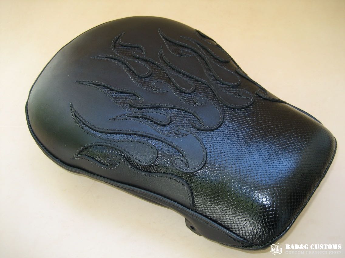 Honda VTX 1800 Black Snake Skin Flames Custom Seat