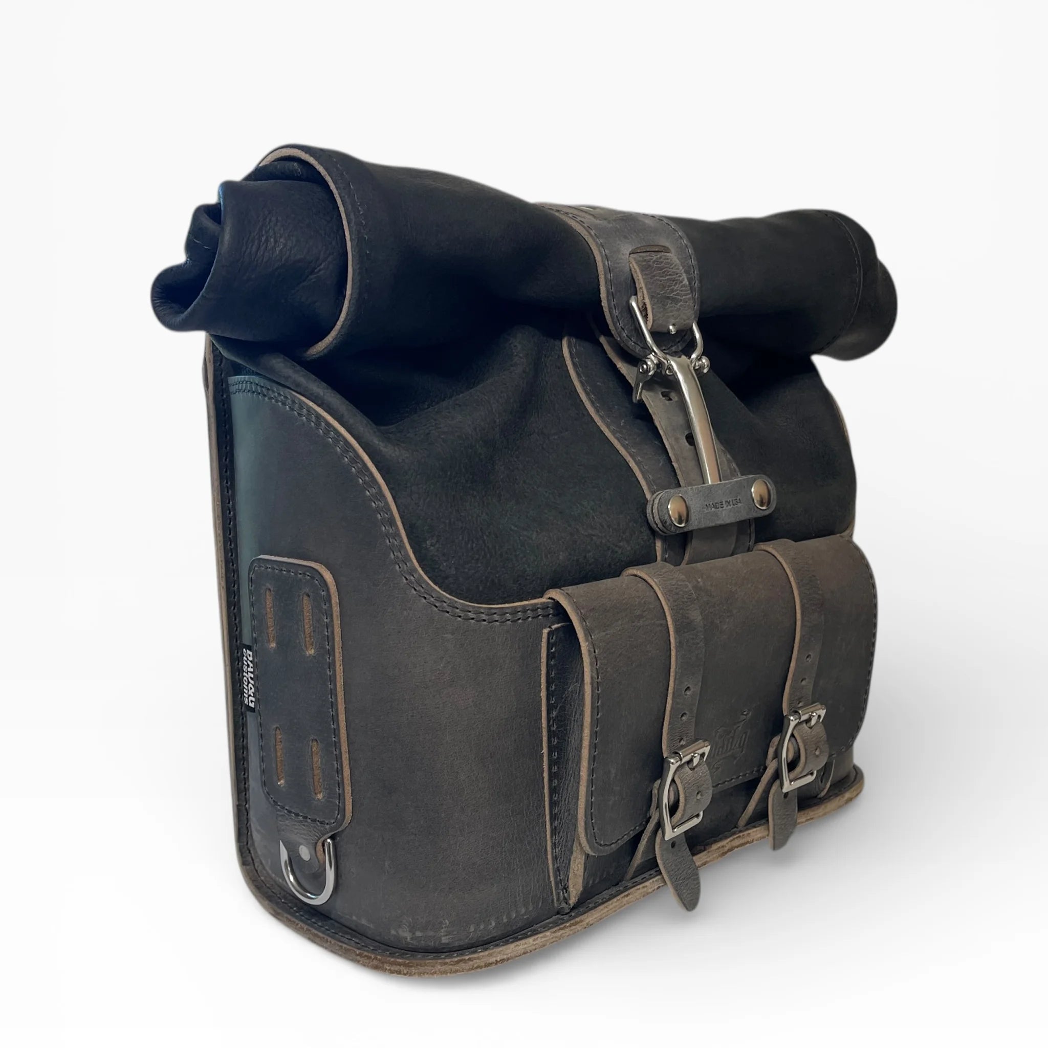 Universal Leather Rolltop Panniers / Saddlebags - TBP02 (Pair)